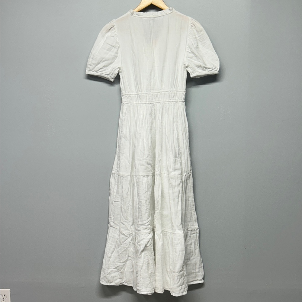 LK Bennett Felicity Tiered White Cotton Crinkle Gauze Dress Peasant Cottage NWT - Picture 4 of 5